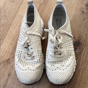 Cole Haan Zero Grand Beige Perforated Lace-Up Sneakers